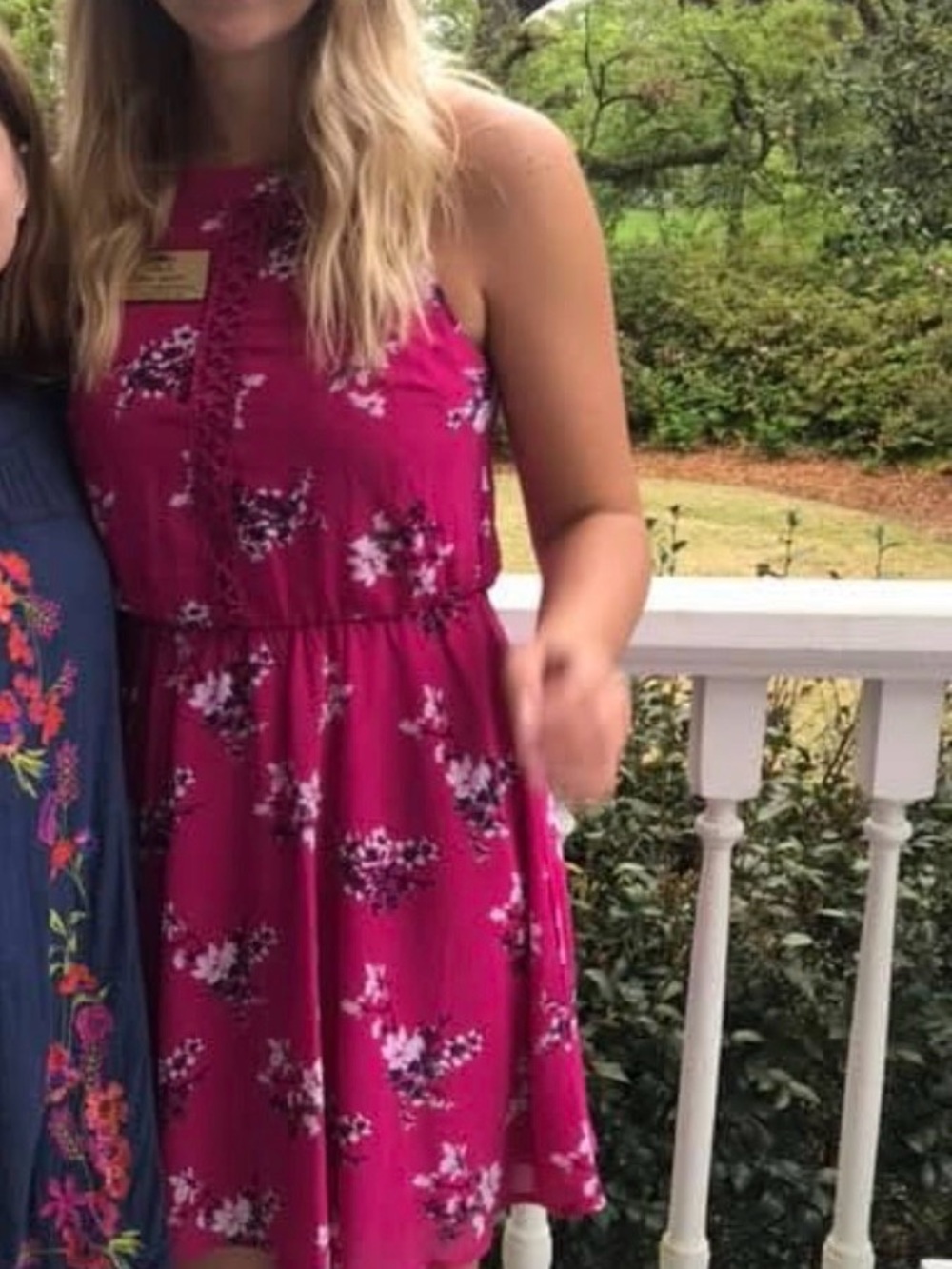 Halter Floral Dress in Magenta Pink